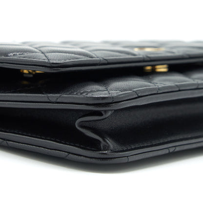Chanel Classic Wallet On Chains Lambskin Black GHW(Microchip)