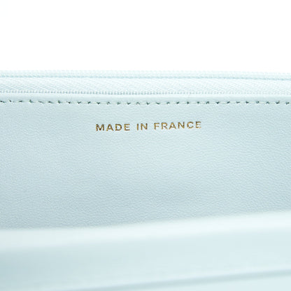 Chanel Ribbon Wallet on chain lambskin light blue LGHW