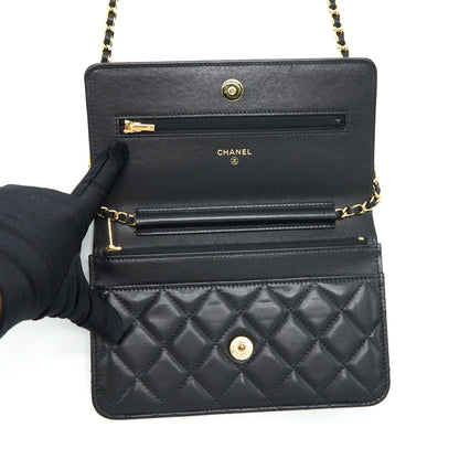 Chanel Classic Wallet On Chains Lambskin Black GHW(Microchip)