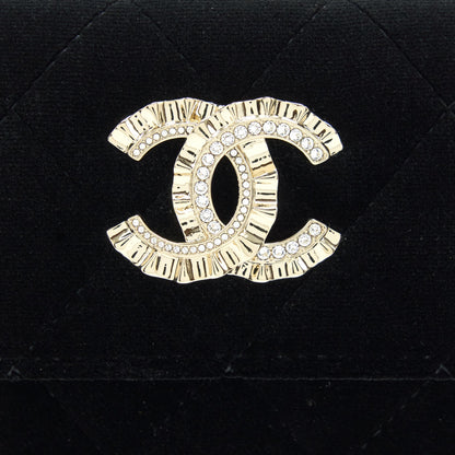 Chanel Small Flap Wallet Velvet Black LGHW