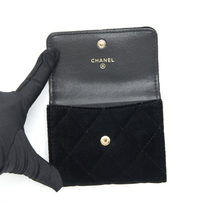 Chanel Small Flap Wallet Velvet Black LGHW