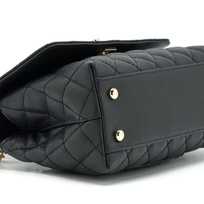Chanel 22P Small Coco Handle Caviar Black LGHW (Microchip)