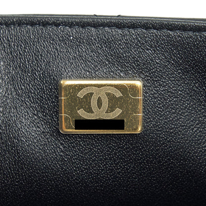 Chanel Mini Square Flap Bag Lambskin Black LGHW (Microchip)