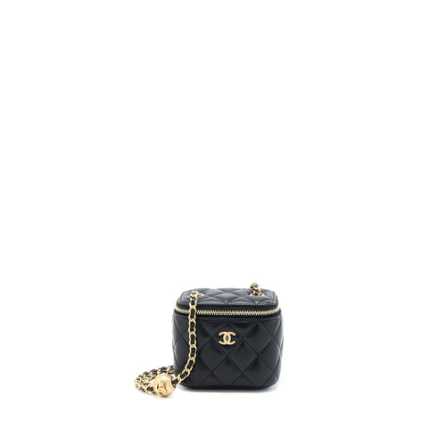 Chanel Pearl Crush Mini Vanity Case Lambskin Black LGHW