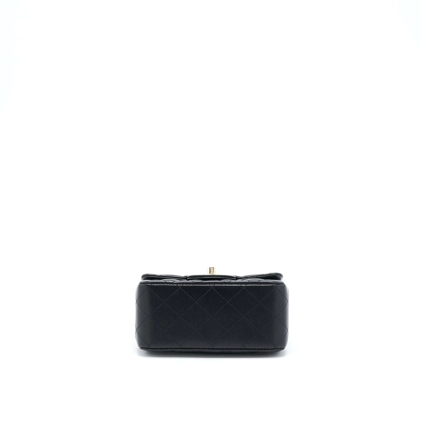Chanel Mini Square Flap Bag Lambskin Black LGHW (Microchip)