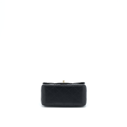 Chanel Mini Square Flap Bag Lambskin Black LGHW (Microchip)