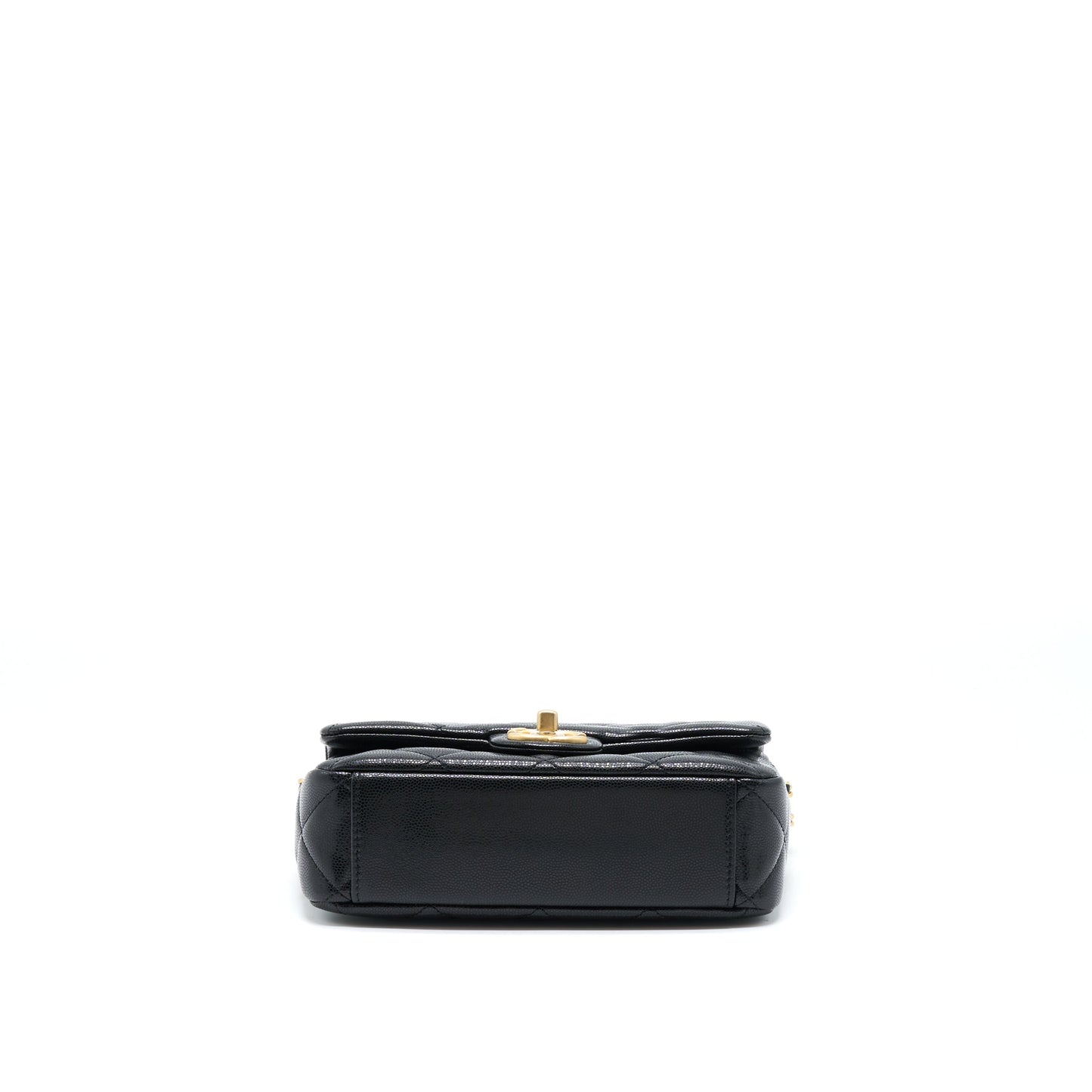 Chanel 22A Small Flap Bag Caviar Black Brushed Gold Hardware(Microchip)