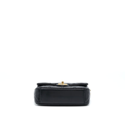 Chanel 22A Small Flap Bag Caviar Black Brushed Gold Hardware(Microchip)