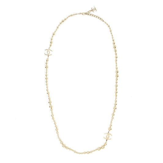 Chanel Long Necklace Light Gold Tone