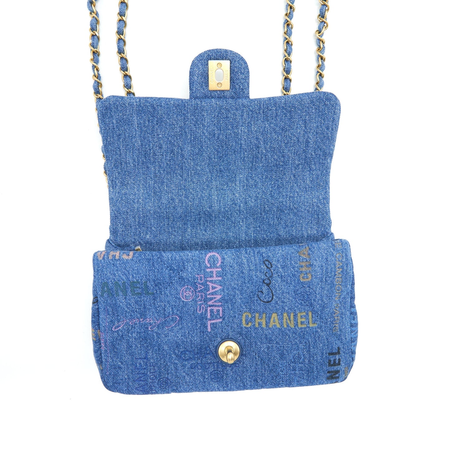 Chanel 22P Small Flap Bag 23cm Denim Blue GHW (Microchip)
