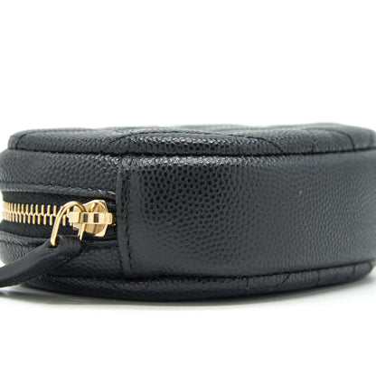 Chanel CC Logo Round Coin Purse Caviar Navy LGHW