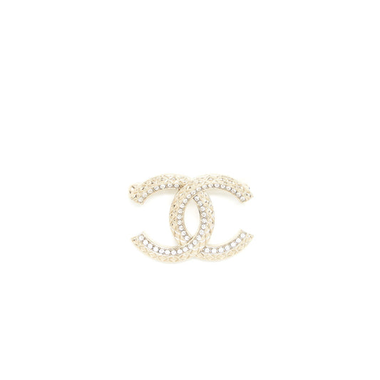 Chanel Small CC Logo Brooch Light Gold Tone