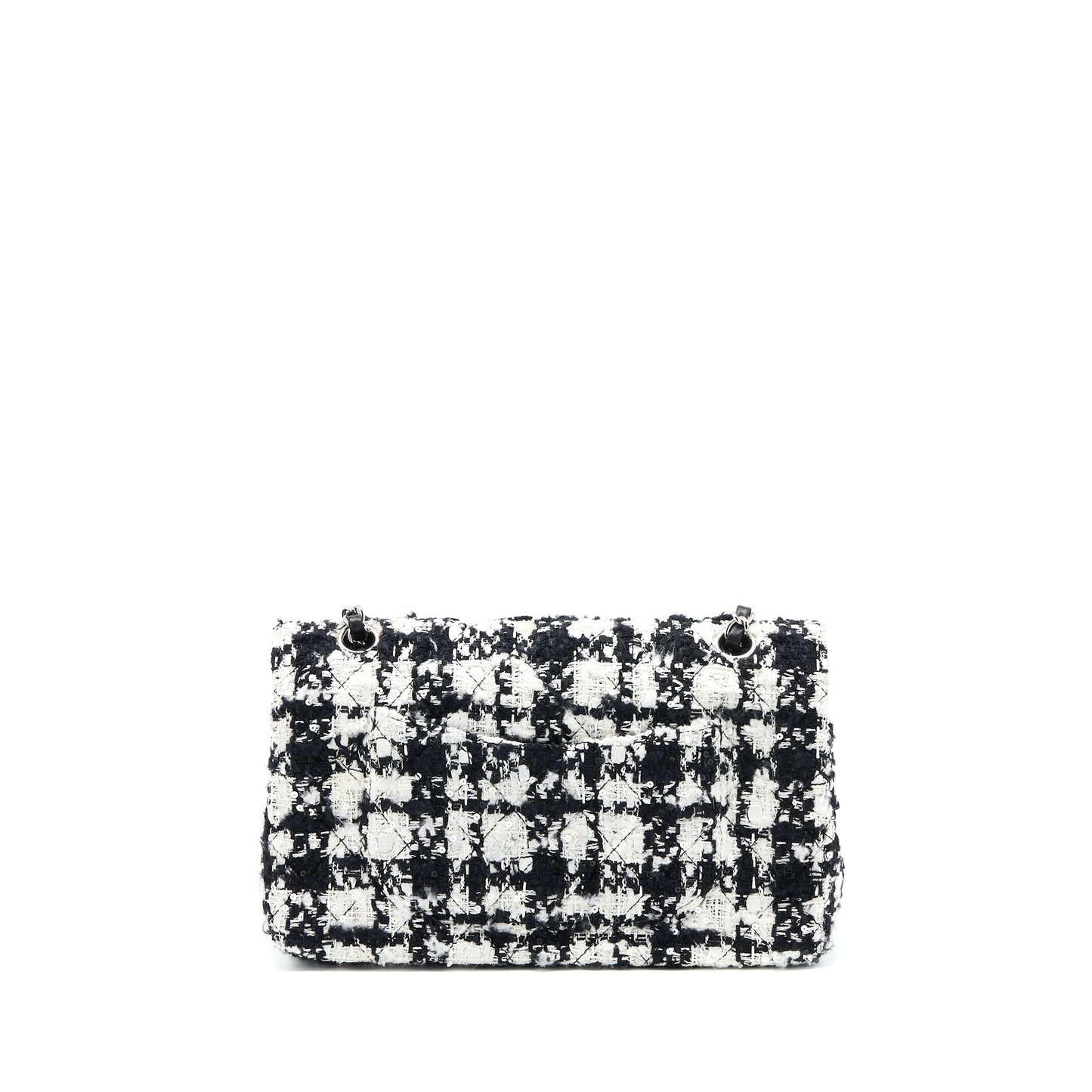 Chanel Classic Double Flap Bag Tweed Black/White SHW