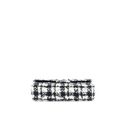 Chanel Classic Double Flap Bag Tweed Black/White SHW