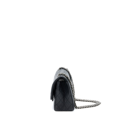 Chanel Small 2.55 255 Double Flap Bag Calfskin Black Ruthenium SHW
