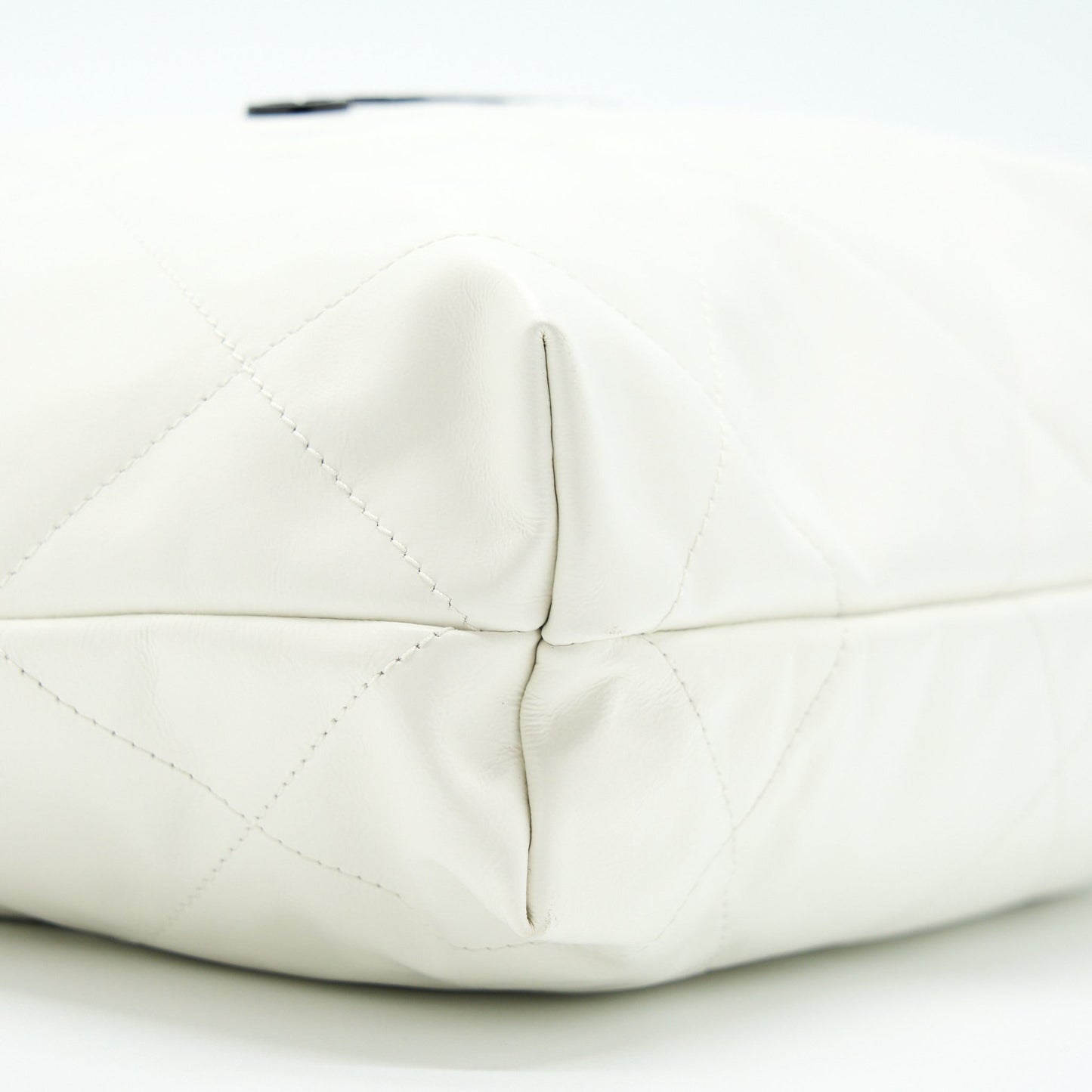 Chanel Small 22 Bag Shiny Calfskin White GHW (Microchip)