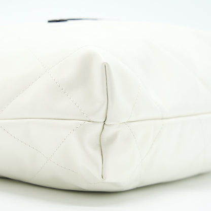 Chanel Small 22 Bag Shiny Calfskin White GHW (Microchip)