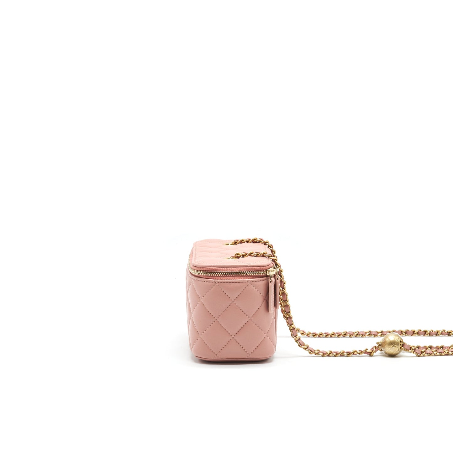 Chanel 21B pearl Crush rectangular Vanity with Chain Dark Pink