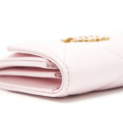 Chanel 19 Flap Cardholder Lambskin Light Pink GHW