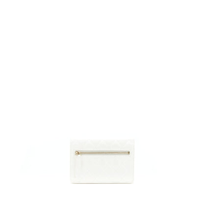 Chanel Small Wallet On Chain With Ribbon Chain Lambskin White GHW