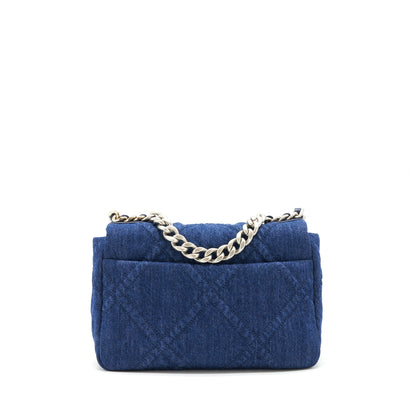 Chanel 22P Small 19 Bag Denim Blue With Gold And Silver Hardware