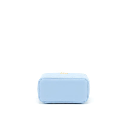 Chanel 22S Long Vanity Case With Letter Handle Caviar Light Blue GHW