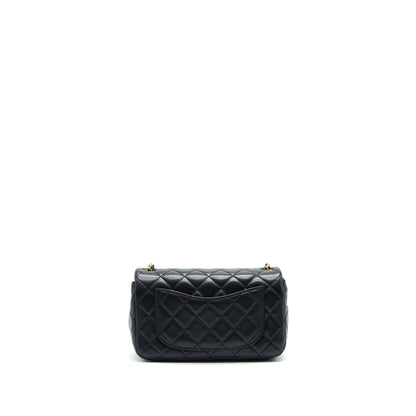Chanel 22C pearl Crush Mini rectangular Flap Bag Lambskin Black GHW (microchip)