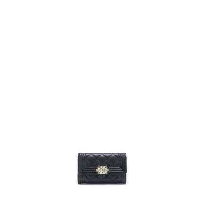 Chanel Boy Card Holder Caviar Black SHW