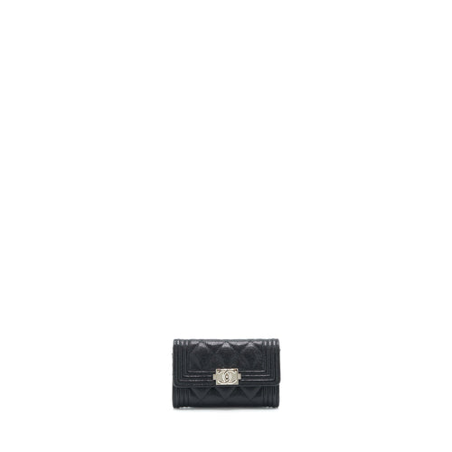 Chanel Boy Card Holder Caviar Black SHW