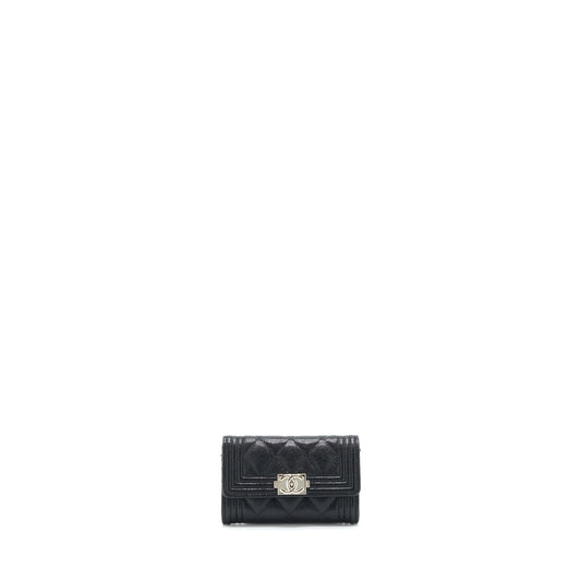 Chanel Boy Card Holder Caviar Black SHW
