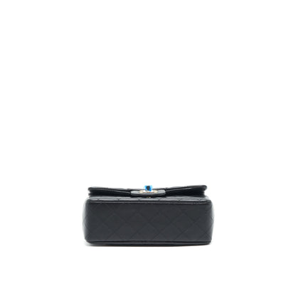 Chanel Mini Rectangular Flap Bag Lambskin Black LGHW (Microchip)