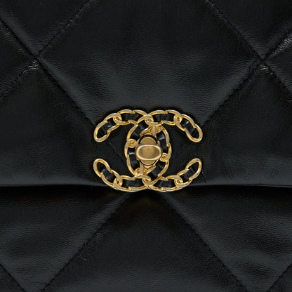 Chanel Medium 19 Bag Goatskin Black With Multicolour Hardware