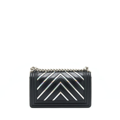 Chanel Medium Boy Chevron Lambskin Black/Silver SHW