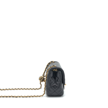Chanel 22S Pearl Crush Mini Square Flap Bag Lambskin Black GHW (Microchip)