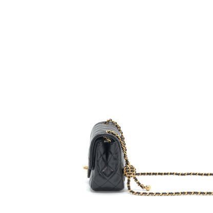 Chanel 22S Pearl Crush Mini Square Flap Bag Lambskin Black GHW (Microchip)