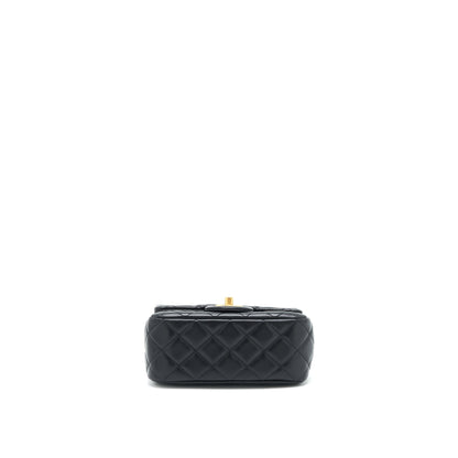 Chanel 22S Pearl Crush Mini Square Flap Bag Lambskin Black GHW (Microchip)