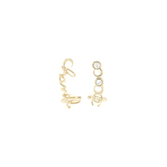 Chanel Letter Earrings Light Gold Tone