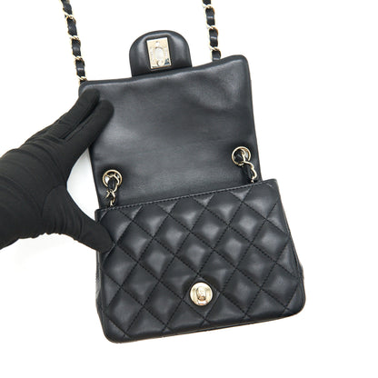 Chanel Mini Square Lambskin Black LGHW serial 29