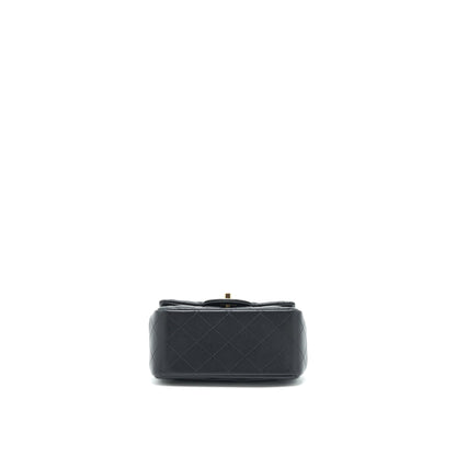 Chanel Mini Square Flap Bag Lambskin Black LGHW(Microchip)
