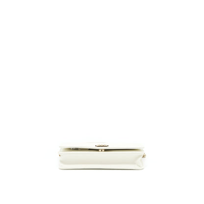 Chanel Boy Wallet On Chain Caviar White LGHW (Microchip)