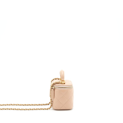 Chanel Top Handle Mini Vanity On Chain Lambskin Beige GHW
