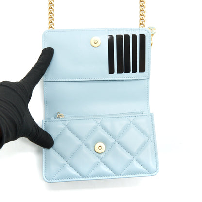 Chanel 22P Purse Vanity with Chain light blue GHW