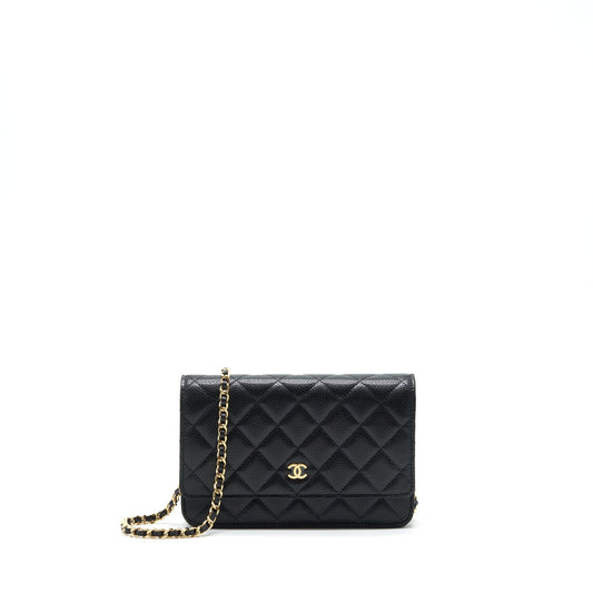 Chanel 22P Classic Wallet On Chain Caviar Black LGHW (Microchip)