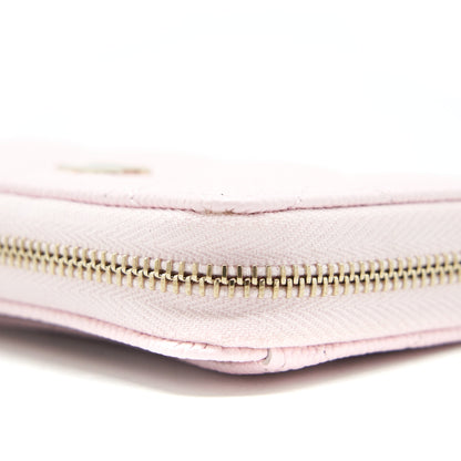 Chanel 22P Zip Card holder Caviar pink LGHW