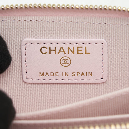 Chanel 22P Zip Card holder Caviar pink LGHW