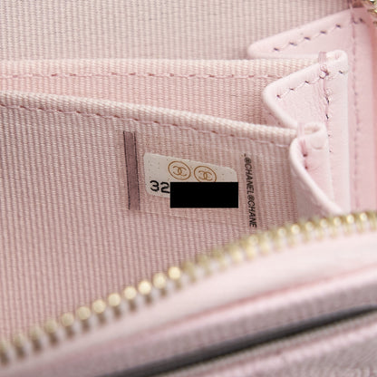 Chanel 22P Zip Card holder Caviar pink LGHW