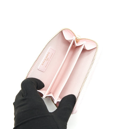 Chanel 22P Zip Card holder Caviar pink LGHW