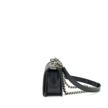 Chanel Small Boy Bag Caviar Black Ruthenium Sliver Hardware (Microchip