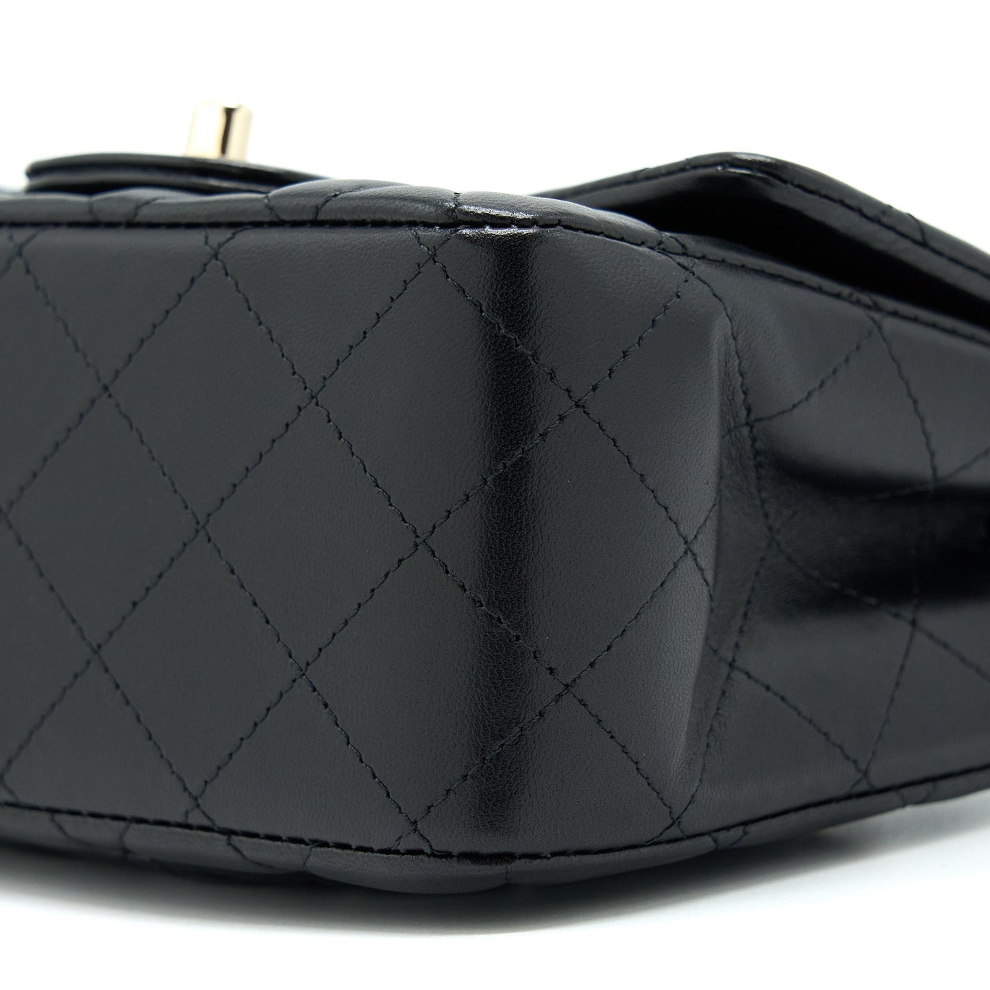 Chanel Mini Square Flap Bag Lambskin Black LGHW (Microchip)