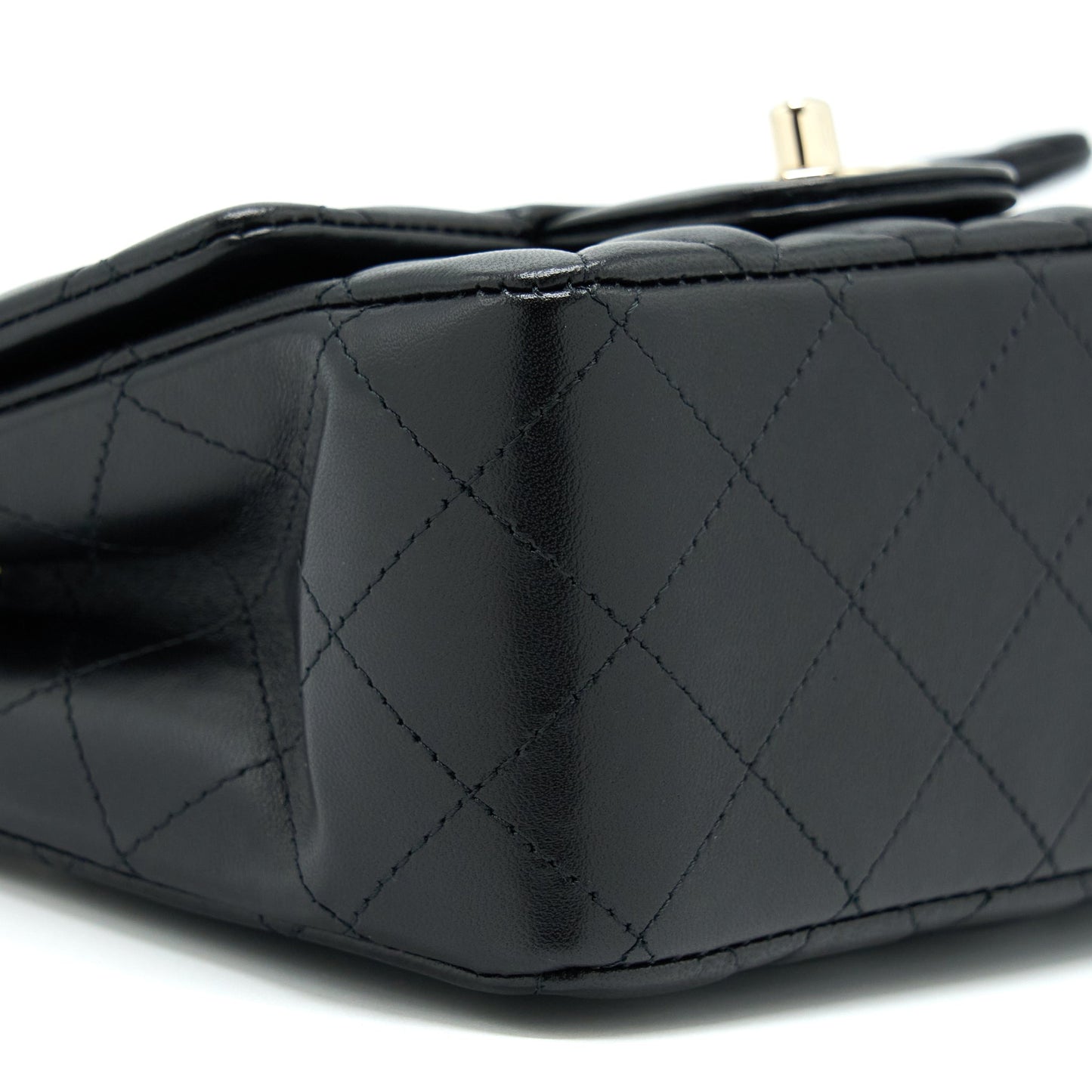 Chanel Mini Square Flap Bag Lambskin Black LGHW (Microchip)